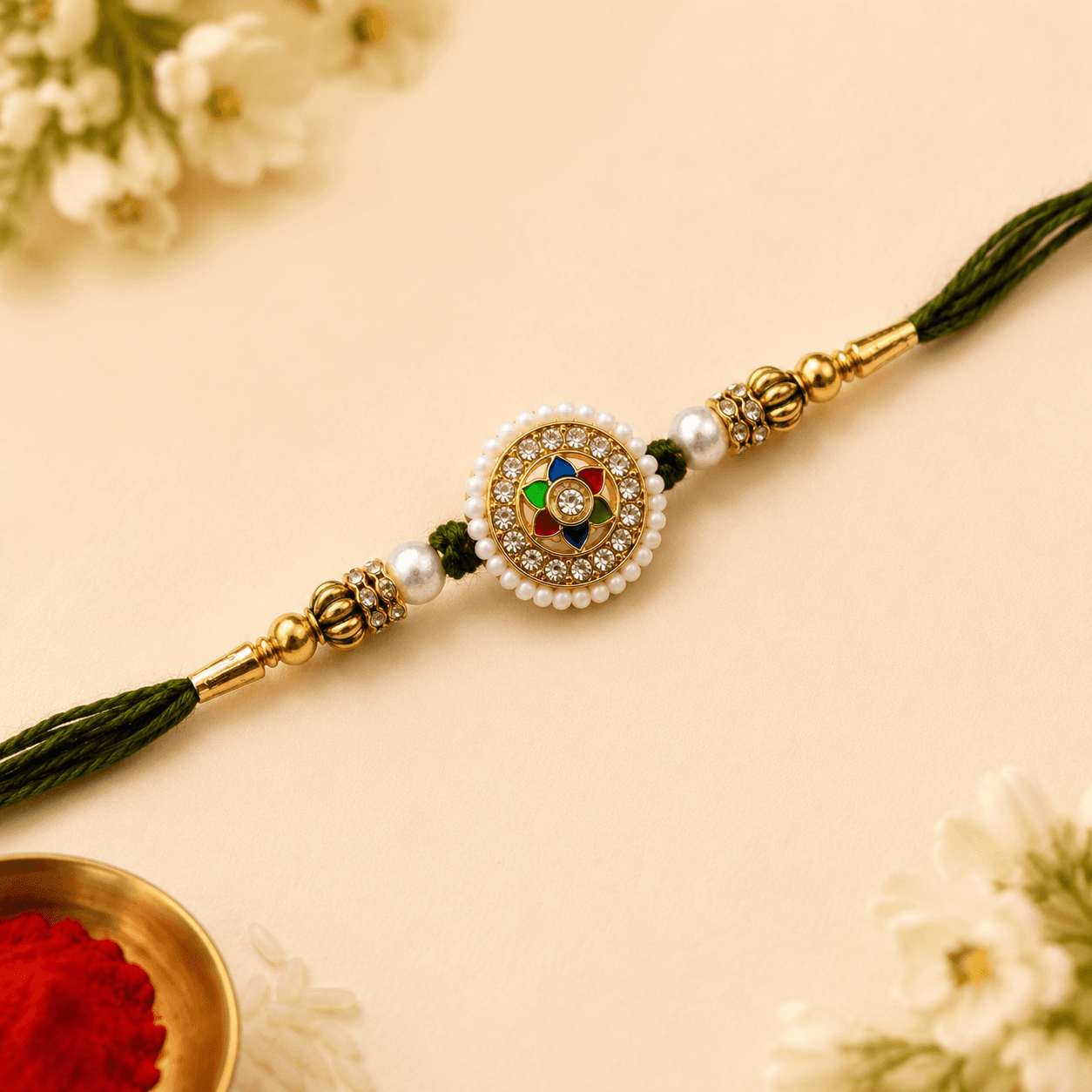 Floral Meenakari Pearl Rakhi