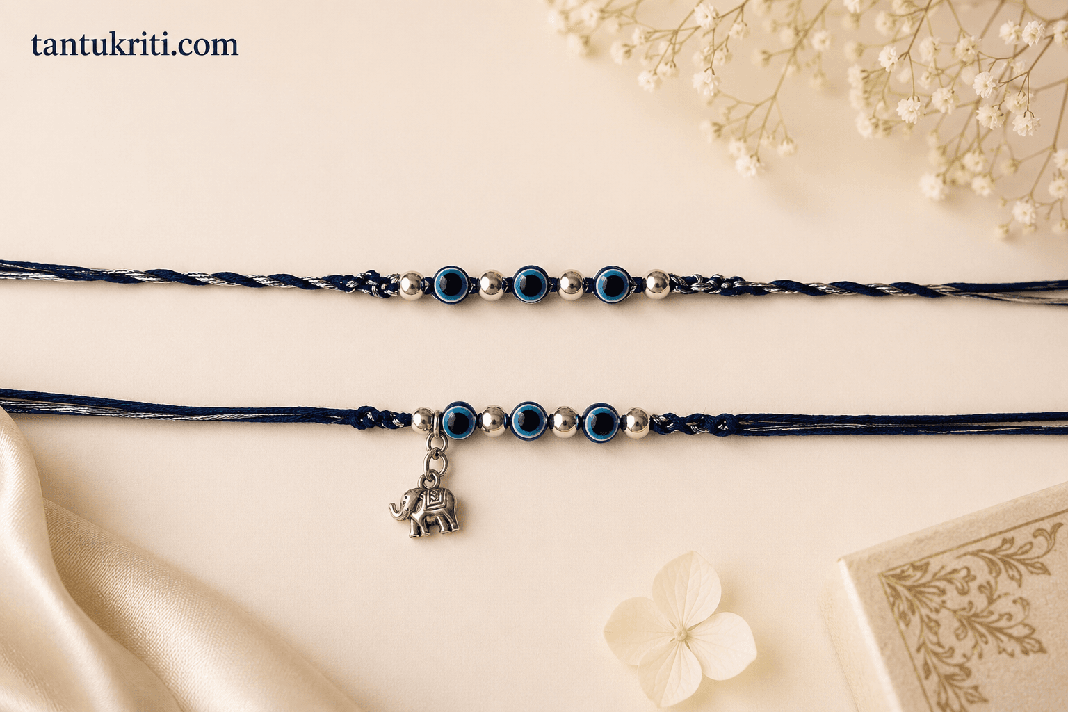 Evil Eye Elephant Bhaiya-Bhabhi Rakhi Set