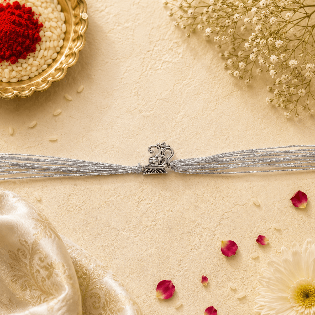 Silver Om Charm Rakhi